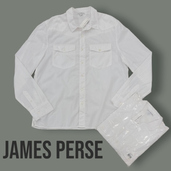 NWT Standard James Perse Men's Cotton Western Button Down Shirt, M/2 - Picture 6 of 13